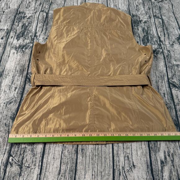 Lauren Ralph Lauren Utility Vest Women L Tan Belted Safari Cargo Sleeveless - Picture 15 of 16